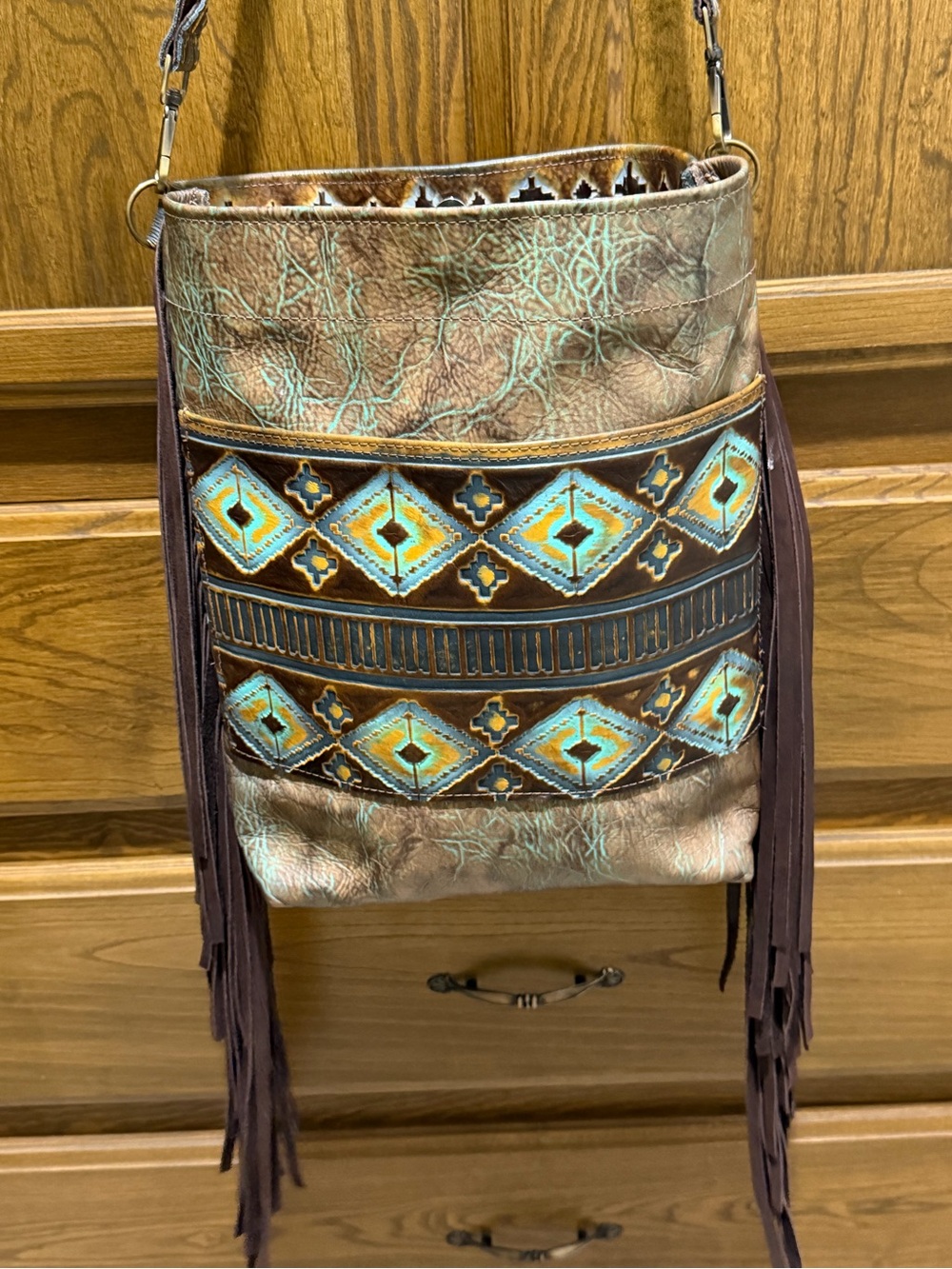 Handmade, one of a kind leather pachwork shoulder/crossbody bag.